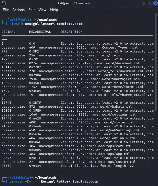 Binwalk .dotm file